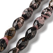Natural Rhodonite Beads Strands, Faceted Rice, 12.5x8mm, Hole: 1.2mm, about 16pcs/strand, 7.68 inch(19.5cm)(G-P520-C22-01)