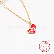 925 Sterling Silver Pendant Necklaces, Heart, Golden, 15.75 inch(40cm)(XY5638-1)
