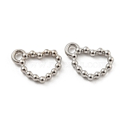 Alloy Charms, Heart Charm, Platinum, 11x8x2mm, Hole: 1.4mm(FIND-A039-14P)