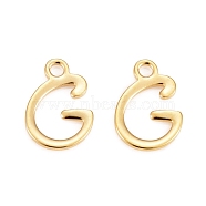 304 Stainless Steel Charms, Laser Cut, Letter, Stainless Steel Color, Golden, Letter.G,  11x7.5x0.7mm, Hole: 1.5mm(X-STAS-L232-117G-G)