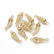 Alloy Links connectors, Ocean Theme, Lead Free & Nickel Free & Cadmium Free, Conch, Real 18K Gold Plated, 27x8x4mm, Hole: 2mm(TIBE-A008-008G-NR)
