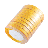 Glitter Metallic Ribbon, Sparkle Ribbon, with Gold Metallic Cords, Valentine's Day Gifts Boxes Packages, Gold, 1 inch(25mm), 25yards/roll(22.86m/roll), 5rolls/group, 125yards/group(114.3m/group)(RSC25mmY-020)
