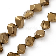 Full Plated Electroplate Glass Beads, Polygon, Antique Golden Plated, 15.5~16x15.5x10~10.5mm, Hole: 1mm, about 50~51pcs/strand, 27.95''~29.13''(71~74cm)(EGLA-Q066-FP03)
