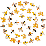 Alloy Pendants, with Enamel &  Rhinestone Pendants, Epoxy Resin Pendants, Bees & Honeycomb, Mixed Color, 40pcs/box(PALLOY-SC0001-79)