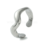 304 Stainless Steel Open Cuff Ring, Twist Wave, Stainless Steel Color, US Size 6 1/2(16.9mm)(RJEW-L110-022P)