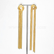 Brass Dangle Stud Earrings, Chains Tassel Earrings, Real 18K Gold Plated, 115x17mm(NL5730-1)