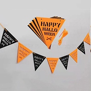 8Pcs Triangle with Word Happy Halloween Felt Ornaments, with Nylon Rope, Halloween Hanging Decorations, for Party Gift Home Decoration, Mixed Color, 199x200x1mm(DIY-B054-04)