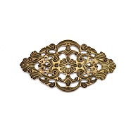 Iron Filigree Joiners Links, Etched Metal Embellishments, Rhombus, Antique Bronze, 32x55x1mm(IFIN-N007-008AB)