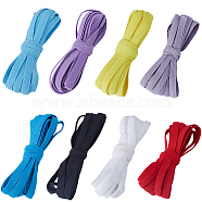 40 Yards 8 Colors Flat Polyester Non-slip Elastic Cord, Silicone Gripper Elastic Band, Mixed Color, 10mm, 5 yards/color(OCOR-GF0003-65)