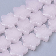 Natural White Jade Beads Strands, Dyed, Star, Pink, 12x12x4~5mm, Hole: 1mm, about 20pcs/strand, 8.26 inch(G-R451-08H)