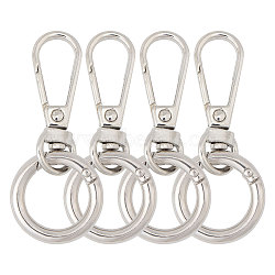 Alloy Swivel Lobster Claw Clasps & Spring Gate Rings, Platinum, 57mm(HJEW-CA00006-01)