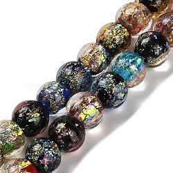 Handmade Dichroic Foil Glass Beads Strands, Round, Colorful, 7.5~8mm, Hole: 1.3mm, about 50pcs/strand, 13.58''(34.5cm)(DICH-U001-02A)