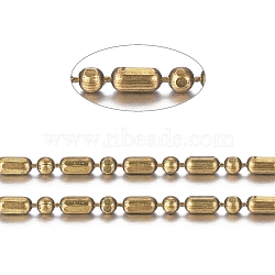 Brass Ball Chains, Ball & Bar Faceted Beaded Chains, Long-Lasting Plated, Soldered, with Spool, Cadmium Free & Nickel Free & Lead Free, Antique Bronze, 2.2x1.2mm and 1.2mm, about 32.8 Feet(10m)/roll(X-CHC-S008-010E-AB)