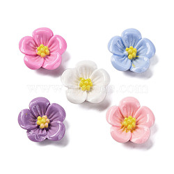 Opaque Resin Cabochons, Flowers, Mixed Color, 23.5x24x7mm(RESI-R455-01B)