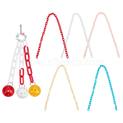 5 Colors Oval ABS Plastic Cable Chains, with Bird Cage Toys Parrots Reliable & Chewable, Mixed Color, Chains: Link: 13.5~14x8x2mm, 14.9 inch~15.35 inch(38~39cm)/strand, 1strand/color, 5strands/set(KY-GA0001-05)