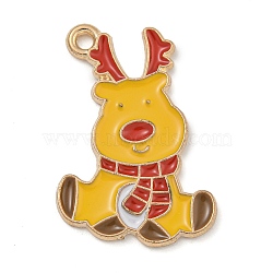 Christmas Theme Alloy Enamel Pendants, Light Gold, Lead Free & Cadmium Free, Reindeer, 25.5x18x1mm, Hole: 1.6mm(ENAM-Z019-01E)