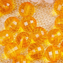 Transparent Acrylic Beads, Round, Gold, 20mm, about 110pcs/500g.(TACR-NH0001-H-04)