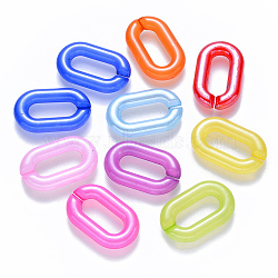 Imitation Jelly Acrylic Linking Rings, Quick Link Connectors, for Cable Chains Making, Pearlized, Oval, Mixed Color, 31x19.5x5.5mm, Inner Diameter: 19.5x7.5mm(X-OACR-S036-006A-F)