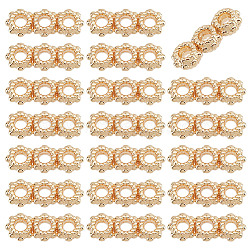 Elite 50Pcs Rack Plating Alloy Spacer Bars, Multi-Strand Links, Cadmium Free & Lead Free, Flower, Long-Lasting Plated, Real 14K Gold Plated, 13x5x2.5mm, Hole: 2mm(FIND-PH0010-34)