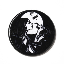 Printed Acrylic Pendants, Hecate with Snake Charm, Black, 33.5x2.8mm, Hole: 1.9mm(MACR-G059-10E)