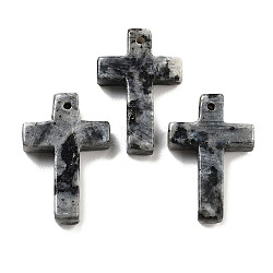 Natural Larvikite Pendants, Cross Charms, 30.5x20x6mm, Hole: 1.4mm(G-H007-09C)