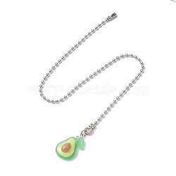 Fruit Resin Ceiling Fan Pull Chain Extenders, with Iron Chains, Avocado, 340x3mm, Pendant: 29x16x11mm(FIND-JF00117-01)