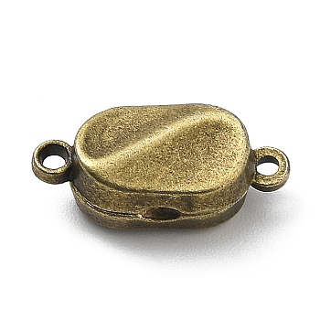Brass Magnetic Clasps with Loops, Oval, Antique Bronze, 7.5x17x6mm, Hole: 1.5mm
