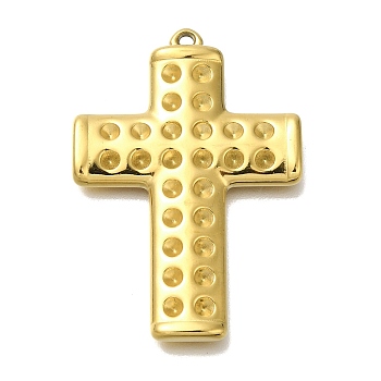 Ion Plating(IP) 304 Stainless Steel Pendant Rhinestone Settings, Cross, Real 18K Gold Plated, Fit for 2mm Rhinestone, 43x30x3mm, Hole: 1.8mm