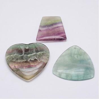 Natural Fluorite Pendants, Mixed Shapes, 35~52x35~55x6~8.5mm, Hole: 2.5~4mm