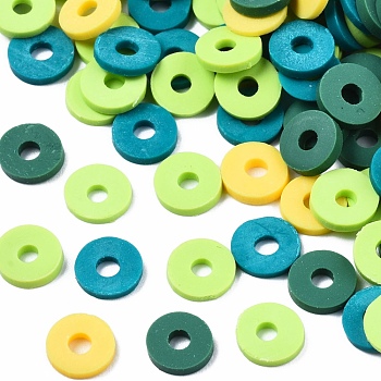 Handmade Polymer Clay Beads, Heishi Beads, for DIY Jewelry Crafts Supplies, Disc/Flat Round, Dark Turquoise, 6x1mm, Hole: 2mm, about 26000pcs/1000g