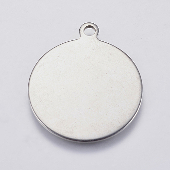 201 Stainless Steel Stamping Blank Tag Pendants, Flat Round, Stainless Steel Color, 29x25x1mm, Hole: 2.5mm