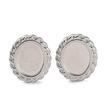 304 Stainless Steel Stud Earring Findings, Earring Settings, Oval, Stainless Steel Color, 15x13mm, Pin: 0.7mm, Tray: 10x8mm