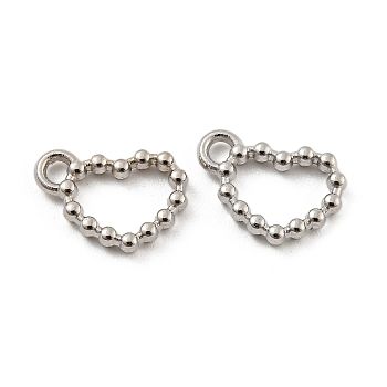 Alloy Charms, Heart Charm, Platinum, 11x8x2mm, Hole: 1.4mm