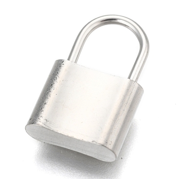 304 Stainless Steel Pendants, Padlock, Stainless Steel Color, 17.5x11x4mm, Hole: 7x6mm