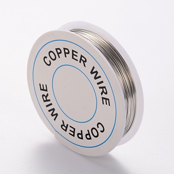 Round Craft Copper Wire, Nickel Free, Silver Color Plated, 24 Gauge, 0.5mm, about 31.16 Feet(9.5m)/roll