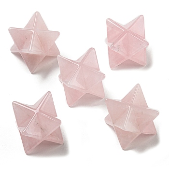 Natural Rose Quartz Beads, No Hole/Undrilled, Merkaba Star, 25x25x25mm