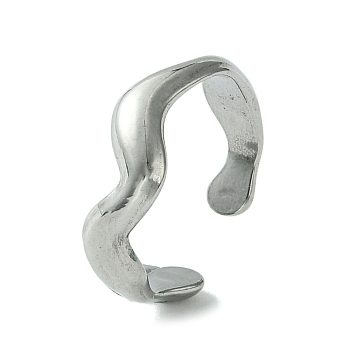 304 Stainless Steel Open Cuff Ring, Twist Wave, Stainless Steel Color, US Size 6 1/2(16.9mm)