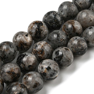 Dark Gray Round Labradorite Beads