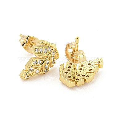 Brass Micro Pave Cubic Zirconia Ear Studs(EJEW-P261-28B-G)-2