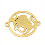 304 Stainless Steel Links Connectors, Flat Round with Twelve Constellation/Zodiac Sign, Taurus, 22x18x1mm, Hole: 1.5mm(X-STAS-T009-B01)