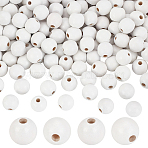 Natural Wood European Beads, Dyed, Large Hole Round Beads, White, 18x17mm, Hole: 4mm, about 250~300pcs/500g(WOOD-PH0002-85)