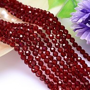 Imitation Austrian Crystal Bead Strands, Grade AAA, K9 Glass, Faceted(32 Facets) Round, Red, 8mm, Hole: 0.9~1mm, about 50pcs/strand, 15.7 inch(G-M181-8mm-05A)