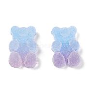 Flatback Resin Cabochons, Imitation Food, Two Tone, Bear, Blue, 16x10x5mm(RESI-TAC0003-29D)