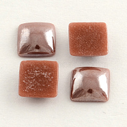Pearlized Plated Opaque Glass Cabochons, Square, Sienna, 6x6x3mm(PORC-S802-6mm-29)