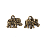 Vintage Elephant Charms, Tibetan Style Charms, Cadmium Free & Nickel Free & Lead Free, Antique Bronze, 12x14x2.5mm, Hole: 1mm(PALLOY-ZN-47017-AB-FF)