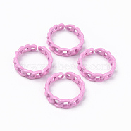 Spray Painted Alloy Cuff Rings, Open Rings, Cadmium Free & Lead Free, Curb Chain Shape, Pearl Pink, US Size 7 1/4(17.5mm)(X-RJEW-T011-32B-RS)