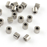 304 Stainless Steel Column Spacer Beads, Stainless Steel Color, 3x2mm, Hole: 1.5mm(STAS-S040-03)