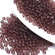 Transparent Glass Beads, Round, Sienna, 4x3mm, Hole: 1mm, about 4500pcs/bag(SEED-S040-09A-02)