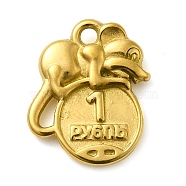 Ion Plating(IP) 304 Stainless Steel Pendants, Souvenir Mouse Charm, Real 18K Gold Plated, 18x15x3.5mm, Hole: 2mm(STAS-M070-08G)