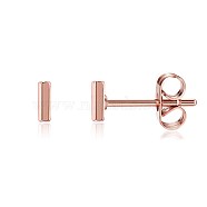 Brass Stud Earrings, Letter I, Rose Gold, 5x1x1mm, Pin: 0.9mm(EJEW-BB35390-RG)